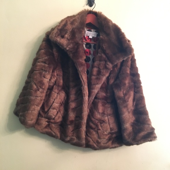 erin london Jackets & Blazers - Erin London Faux Fur Coat with Bracelet Length Sleeves Button Front